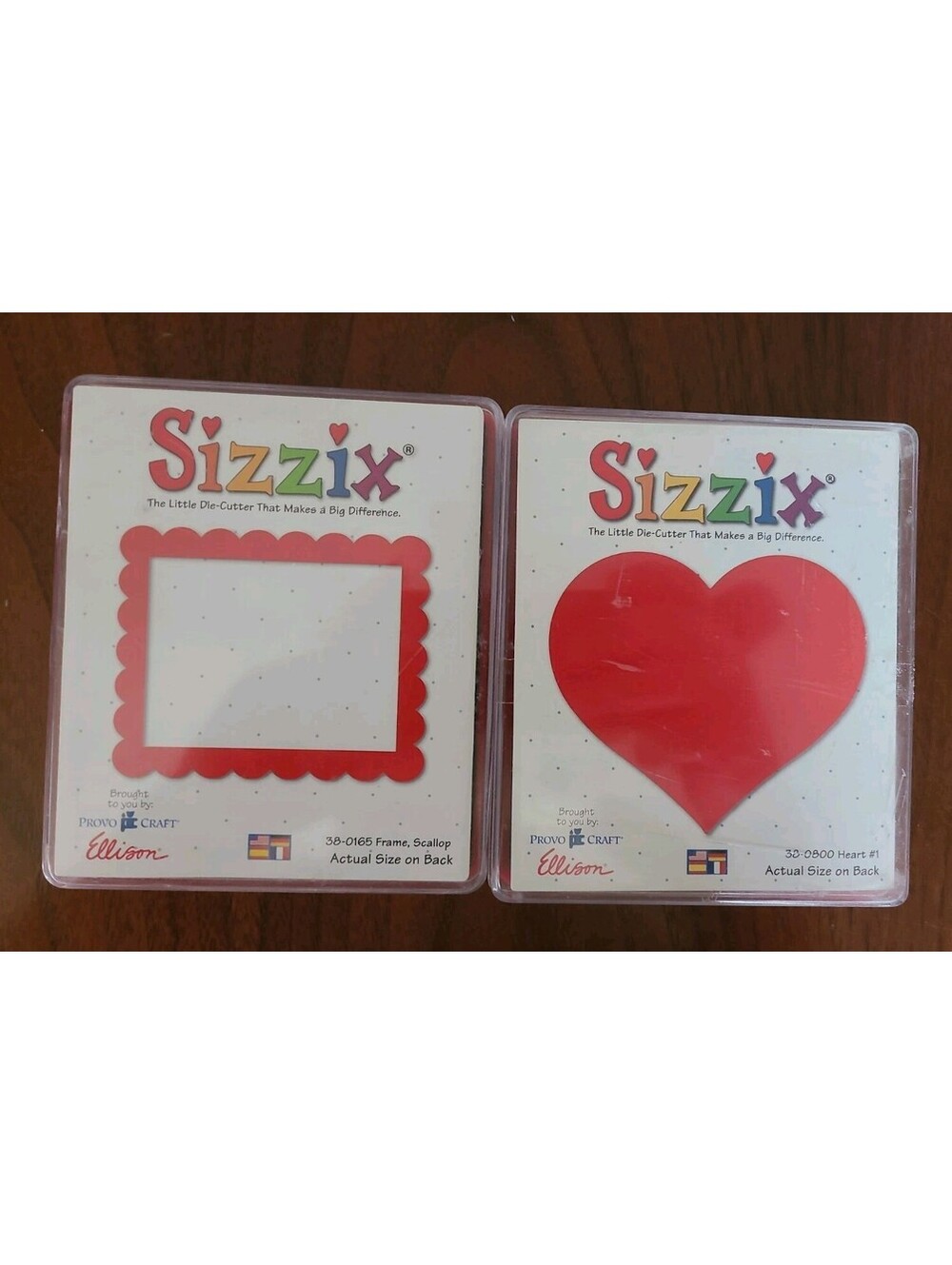 Sizzix RED Die Cut, Large FRAME SCALLOP #38-0165 & HEART #38-0800 PROVO Craft